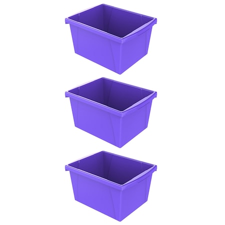Storex Storage Bin, Polypropylene, Purple, 3 PK 61481U06C